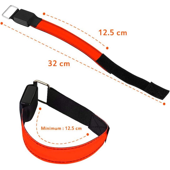 QttvbTna отразяваща LED гривна, водоустойчива, 3 режима на светене, регулируема, за бягане и колоездене