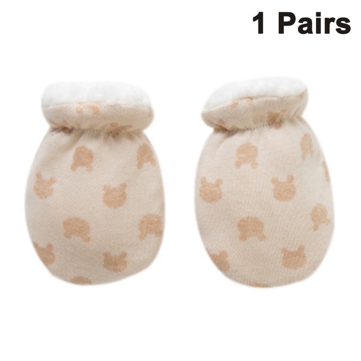 Meleg kesztyű babáknak QttvbTna, pamut és műszőrme, bézs, 11x8cm