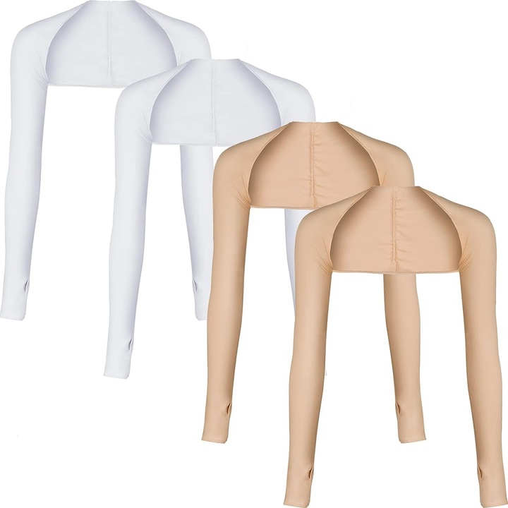 4 db bolero készlet napvédelemhez QttvbTna, nejlon, rugalmas, légáteresztő, 45x77 cm, fehér/bézs