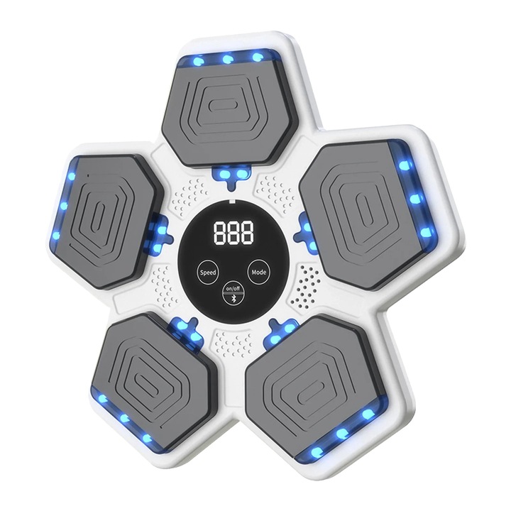 Masina de Box Inteligenta cu Muzica, Conectivitate Bluetooth, Experienta Interactiva de Antrenament, alb, 35.3x33.8x4cm