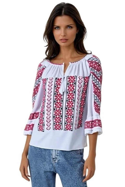 Bluza tipie dama R24, Rosu bordo mat/Alb alpin