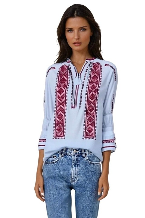 Bluza tipie dama R24, Alb/Visiniu