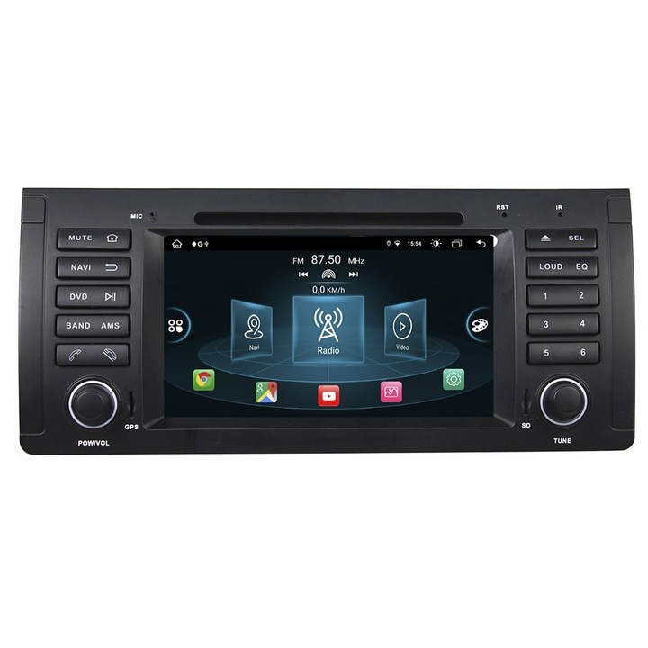 Navigatie dedicata cu DVD, Android, GPS, CarPlay, Bluetooth, Radio, Slot cartela SIM BMW seria 5 (E39) X5 (E53) 8-core 4+64GB