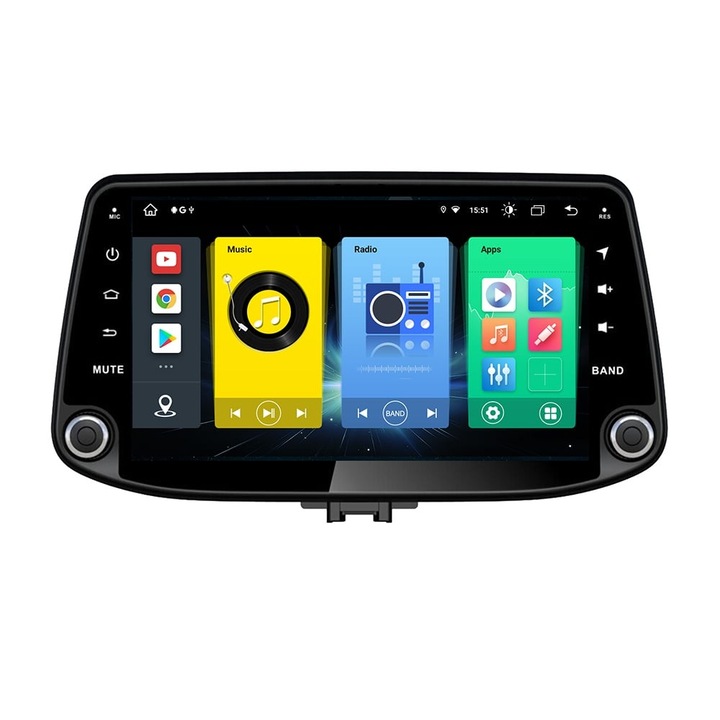 Navigatie Android, GPS, CarPlay, Bluetooth, Radio, Slot cartela SIM 4G Hyundai I30 2017-2020 8-core 4+64GB