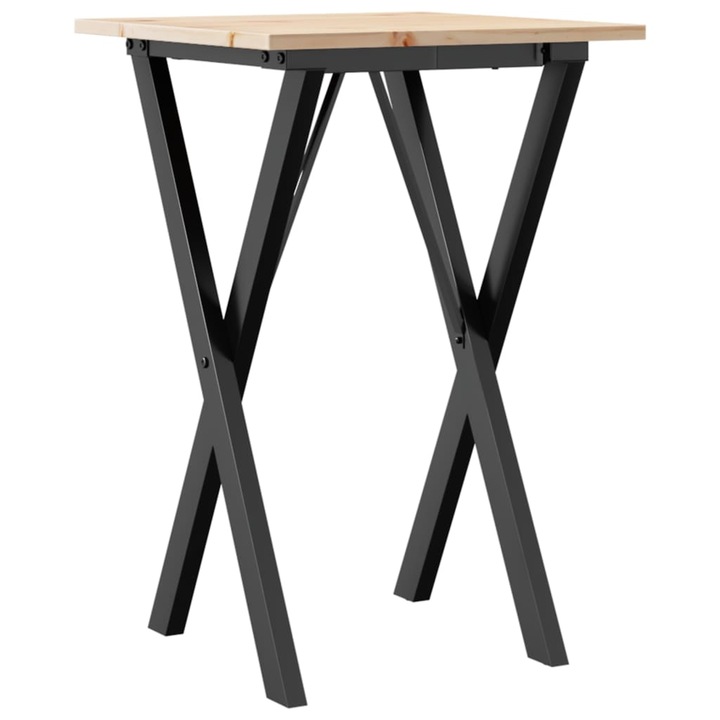 Трапезна маса X-образна рамка vidaXL, 50x50x75 см, Бор масив и чугун, 7.35 Kg