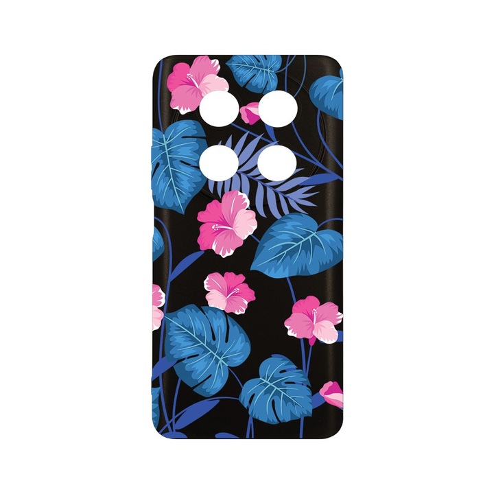 Husa BestCase® Slim SIlicon 0.8MM, съвместим с Huawei Nova 12i, Тропически сини цветя, Защита на камерата, Устойчив на износване, c-B 112
