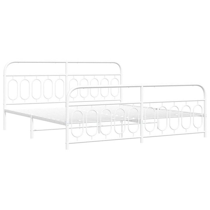 VidaXL fehér fém ágykeret fej- és lábtámlával 200x200 cm 29.5 kg 377191