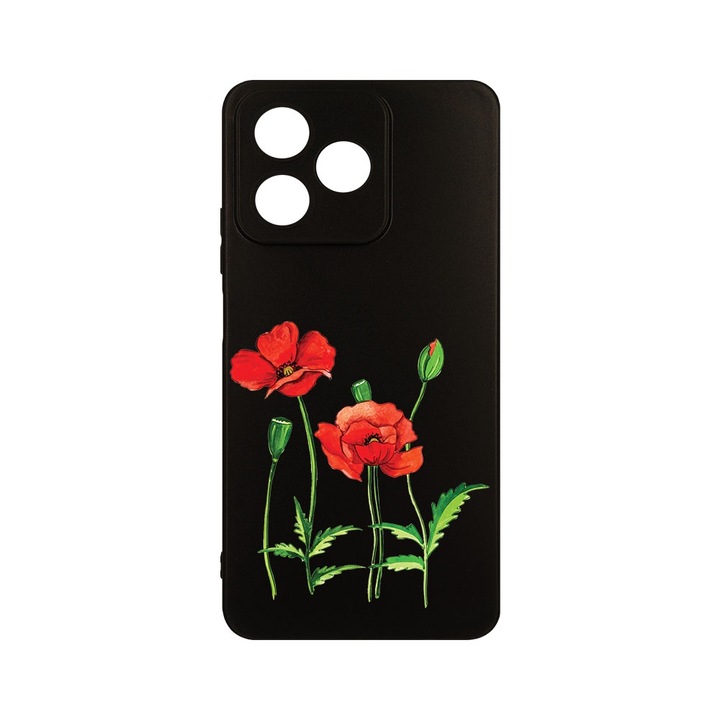Husa BestCase® Slim SIlicon 0.8MM, съвместим с Realme Note 50, Red Poppy, Защита на камерата, Устойчивост на износване, c-B 643