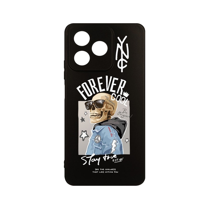 Husa BestCase® Slim SIlicon 0.8MM, Съвместим с Realme Note 50, Forever Cool Skeleton, Защита на камерата, Устойчив на износване, c-B 935