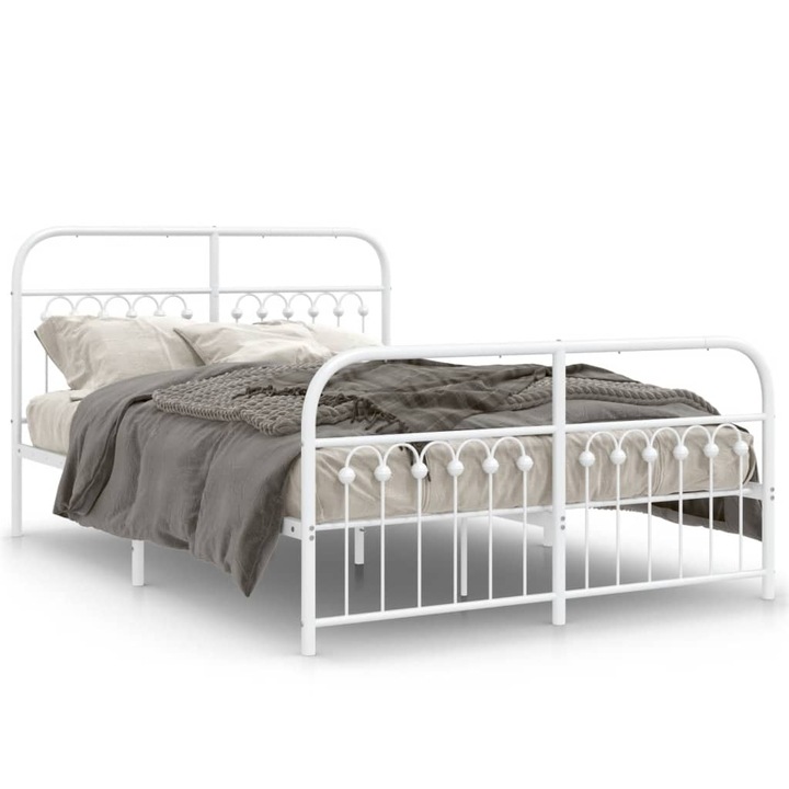 vidaXL fehér fém ágykeret fej- és lábtámlával 140x200 cm 23.2 kg 376668