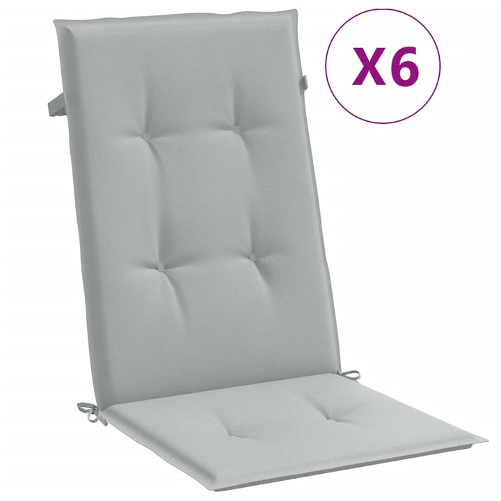 Възглавници за стол vidaXL, 6 бр, Меланж светлосиви, 120x50x4 см, Плат, 4.3 Kg