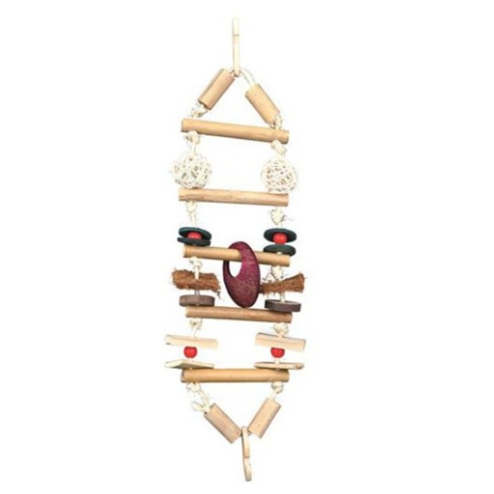 Scara din bambus pentru papagali, Parrot Planet, 45 cm, material natural, multifunctional