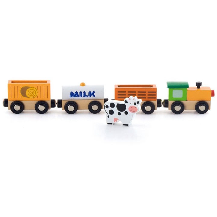 Образователно магнитно влакче VIGA Farma, дървено, многоцветно, 31x7.2x3.6cm