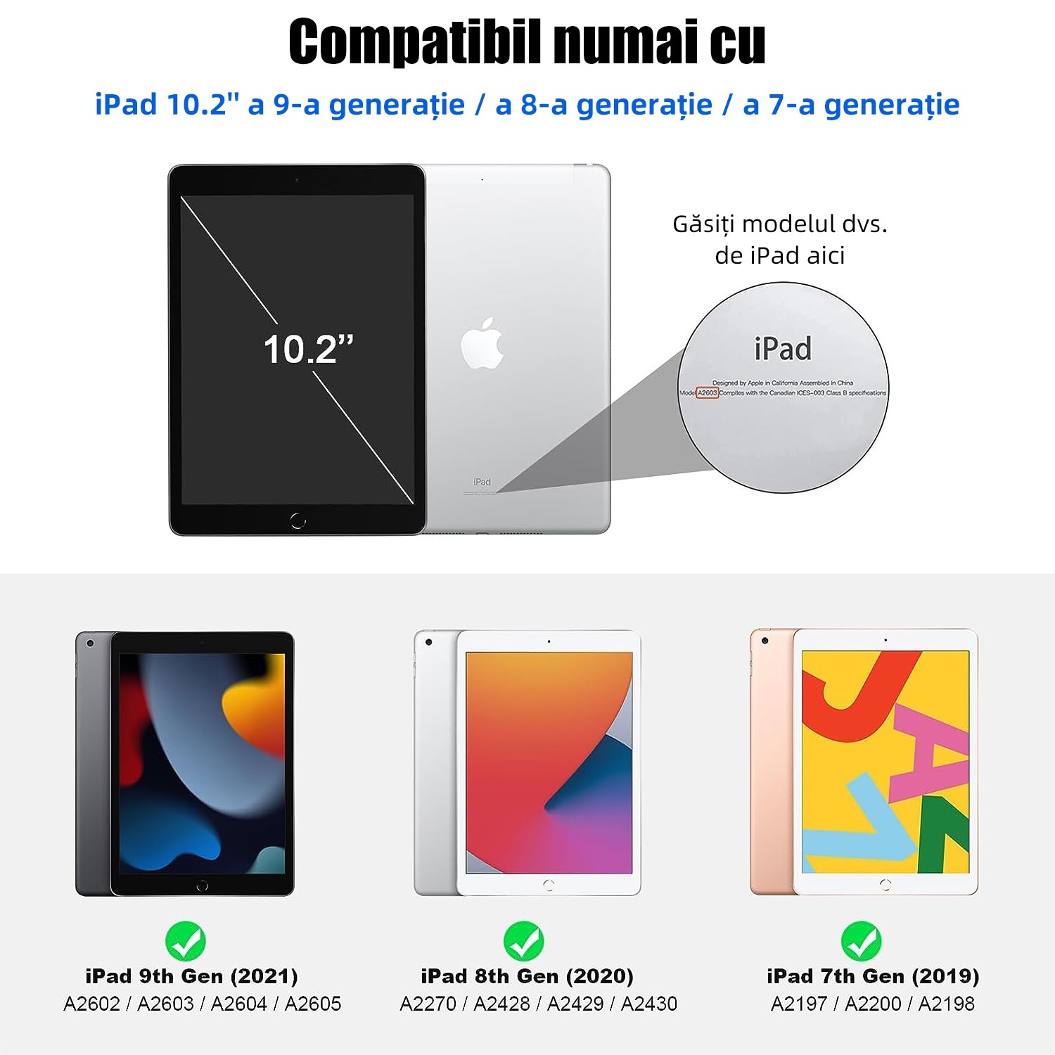 Husa tableta, Compatibila Apple iPad 7/8/9 10.2", 2019 2020 2021 Husa suport pentru creion, REDKID®, Roz
