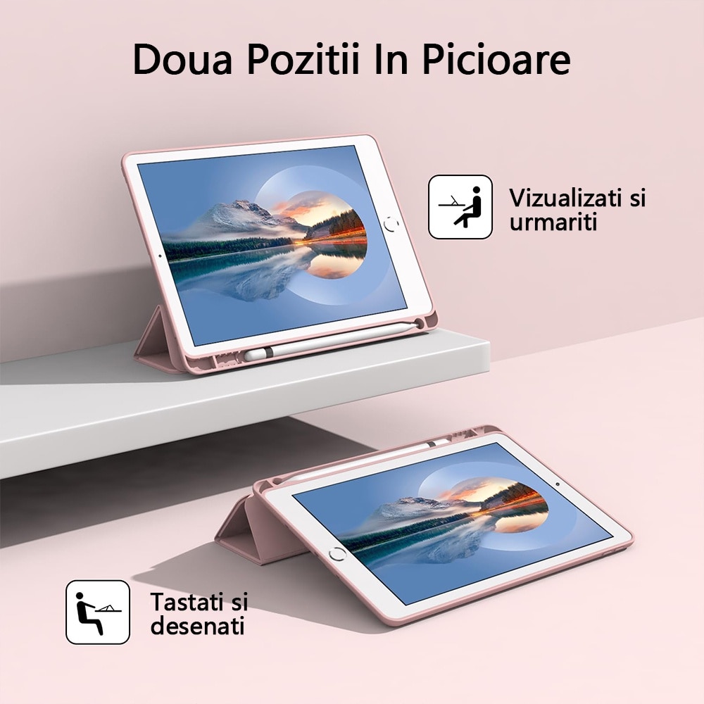 Husa tableta de protectie, Compatibila Apple iPad 10.9 inch 2022, Husa suport pentru creion, REDKID®, Roz
