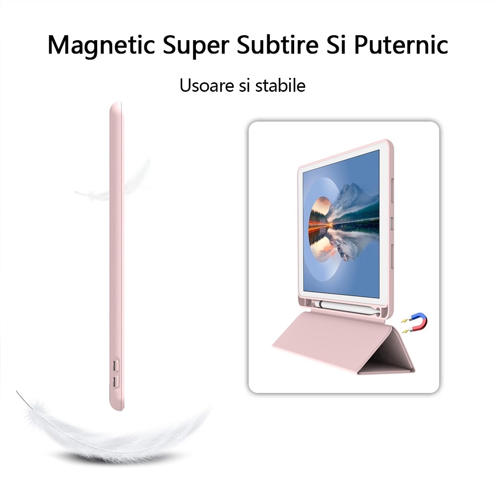 Husa tableta de protectie, Compatibila Apple iPad 10.9 inch 2022, Husa suport pentru creion, REDKID®, Roz