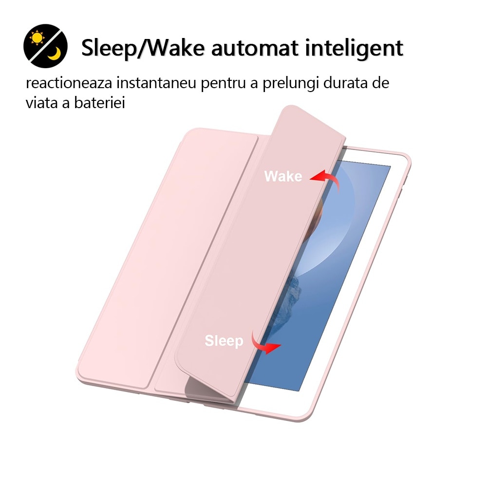 Husa tableta de protectie, Compatibila Apple iPad 10.9 inch 2022, Husa suport pentru creion, REDKID®, Roz