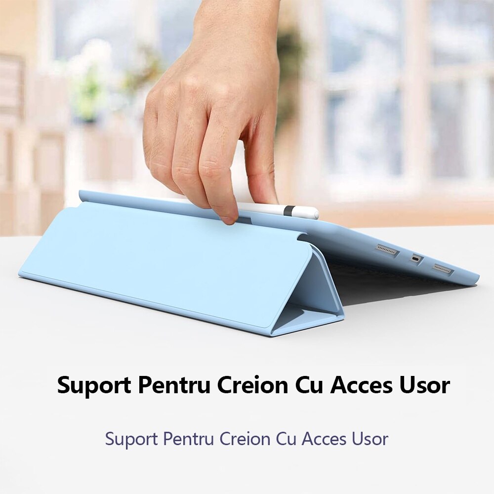 Husa tableta de protectie, Compatibila Apple iPad 10.9 inch 2022, REDKID®, Husa suport pentru creion, Skyblue