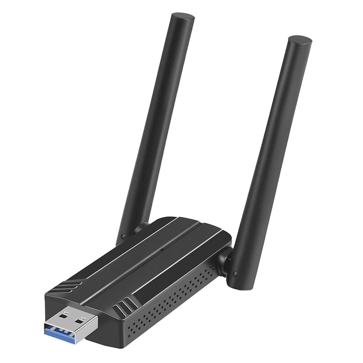 Безжичен адаптер AX1800, Wi-Fi 6, 2 антени, 802.11ax, съвместим с Windows 10/11, WALALLA, черен