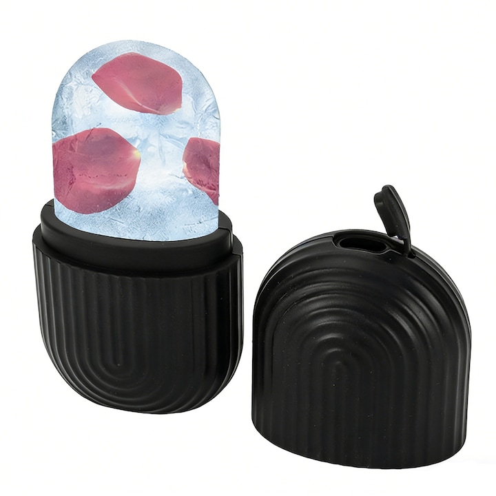 Aparat masaj facial ice roller, Darklove, Usor de instalat, Reutilizabile, Nu se decoloreaza, Rezistent la scurgeri, Portabil, Design ergonomic, Pentru Ziua Mamei, zile de nastere si sarbatori, Silicon, 11.5x6.2x4.2cm, Negru