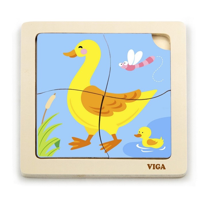Детски пъзел VIGA 4 части многоцветен 15x15x0.8cm