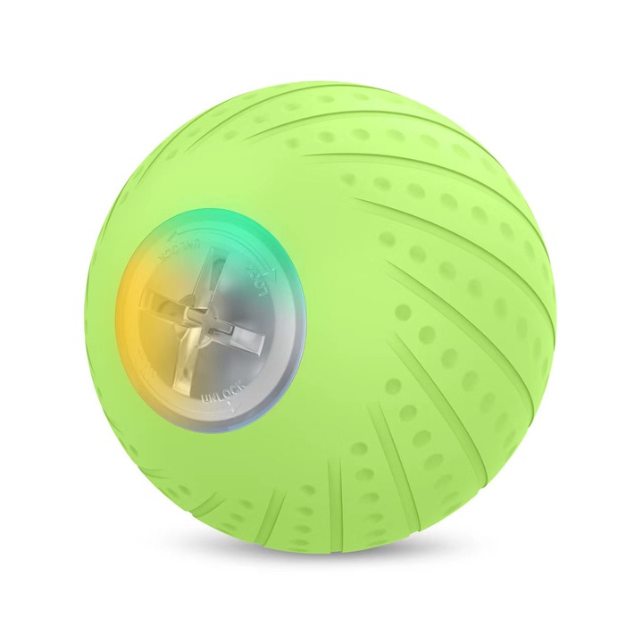 Flyme intelligens kisállat játék, interaktív labda távirányítóval, 360 fokos elforgatás, LED lámpák, nem mérgező, usb töltés, zöld