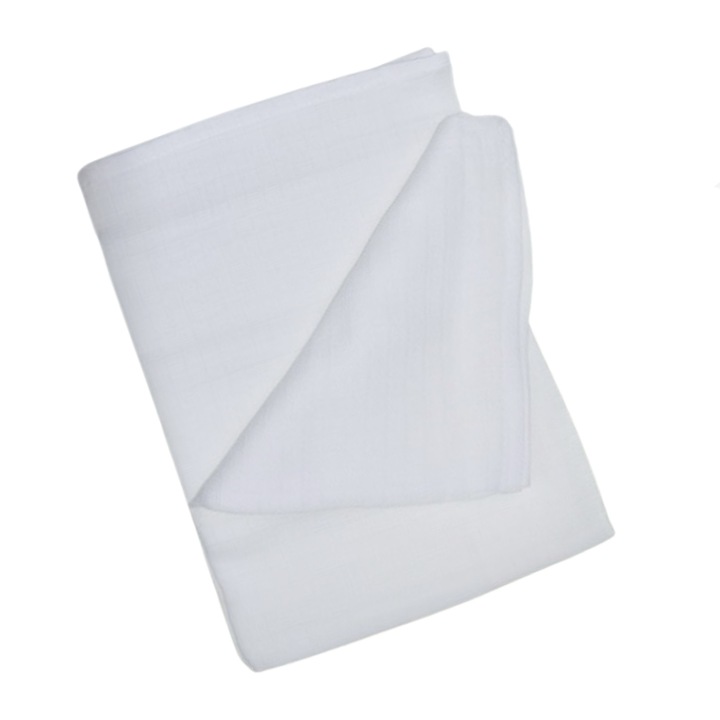 Scutec din muselina 70 x 80 cm pentru bebelusi Mini Junior SMUS-01, Alb +0 luni