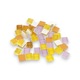 Set 35 pietre decorative de mozaic din sticla Crisalida, 10 x 10 mm, Mov si galben