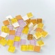 Set 35 pietre decorative de mozaic din sticla Crisalida, 10 x 10 mm, Mov si galben