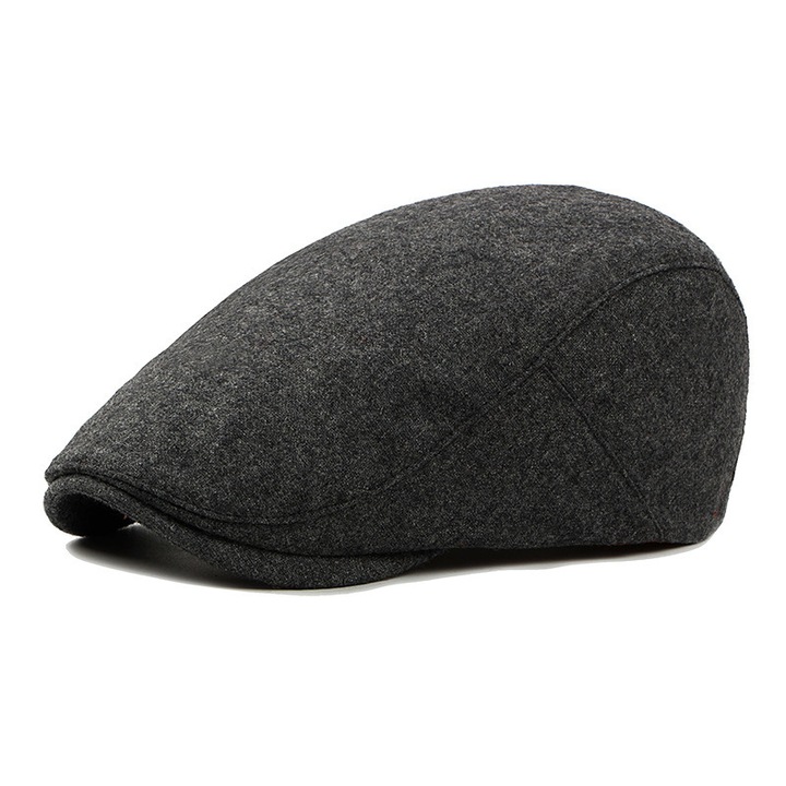 Férfi sapka, állítható típusú Beret, AllizBan, Pamut/gyapjú, őszi télre, unisex, sötétszürke
