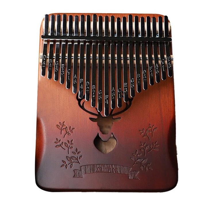 Калимба, музикален инструмент с 21 ноти, AllizBan, ергономичен, дървен, кафяв