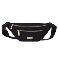 Borseta sport, SINBINTA, Cu 2 buzunare, Unisex, Impermeabil, Fermoar metalic, Reglabila, Poate transporta telefoane inteligente, chei, acte de identitate, Pentru festivaluri, calatorii, cumparaturi, alergare, Nylon, 30 x14 x7cm, Negru