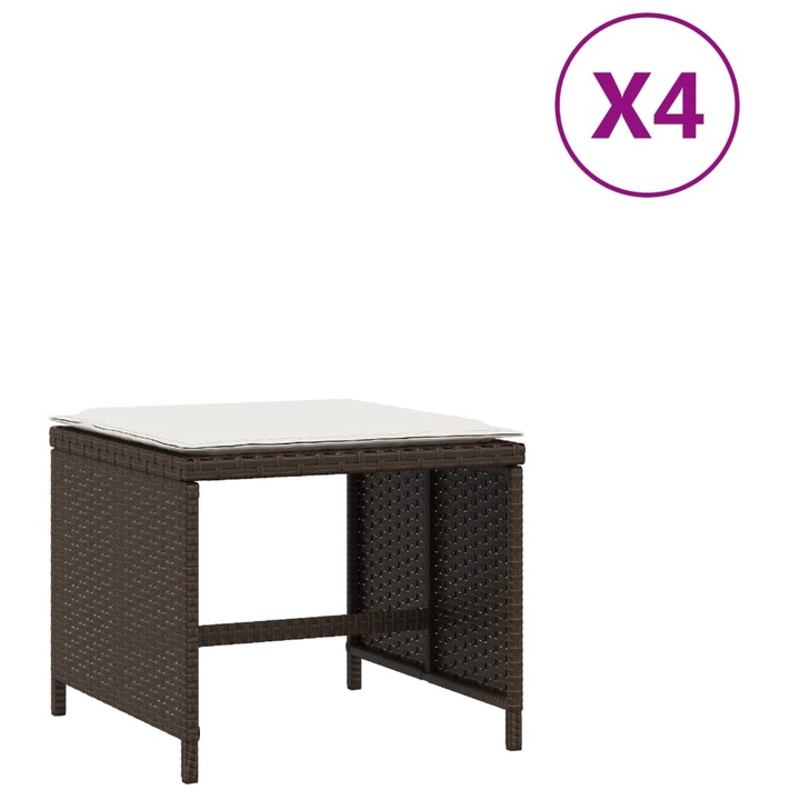 vidaXL 4 db barna polyrattan kerti szék párnával 41 x 41 x 36 cm 41 x 41 x 36 cm 11.85 kg