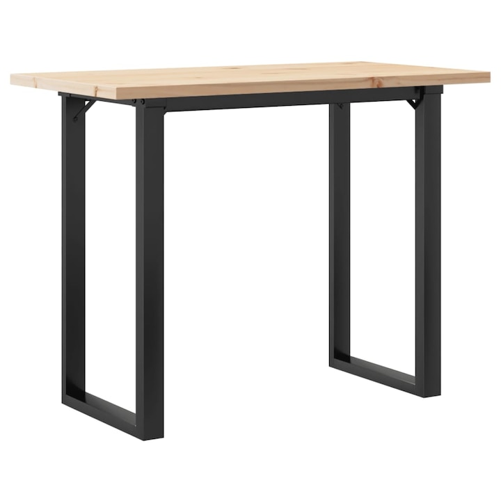 Трапезна маса О-образна рамка vidaXL, 100x50x75, 5 см, Бор масив и чугун, 12.16 Kg