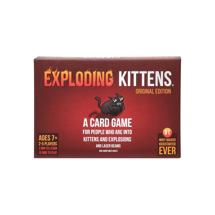 Настолна игра, Exploding Kittens, за семейство и парти, 2-5 играча, 7+ години, 56 карти