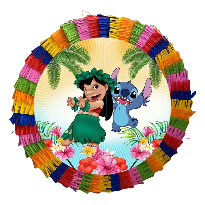 Piniata pentru petreceri, 35 cm, multicolora, model Lilo Si Stitch, umplutura inclusa