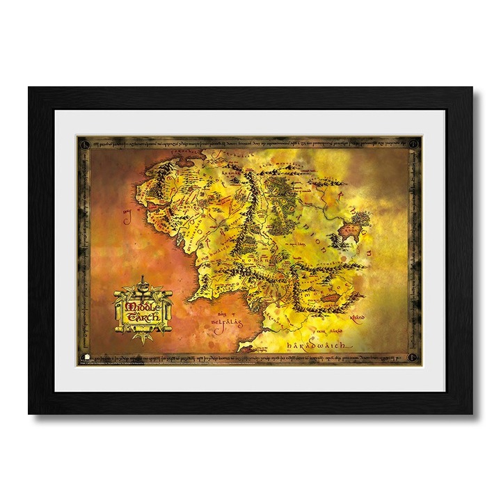 Poster inramat - Lord Of The Rings - Middle Earth, 30x40cm, 35 x 45 cm