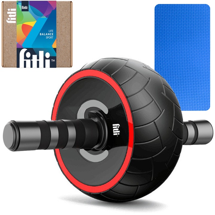 Фитнес колело за корем, Ab Wheel, 33x20 см с дунапренов матрак Eva 33, 5x17x0, 8 см, FitLi