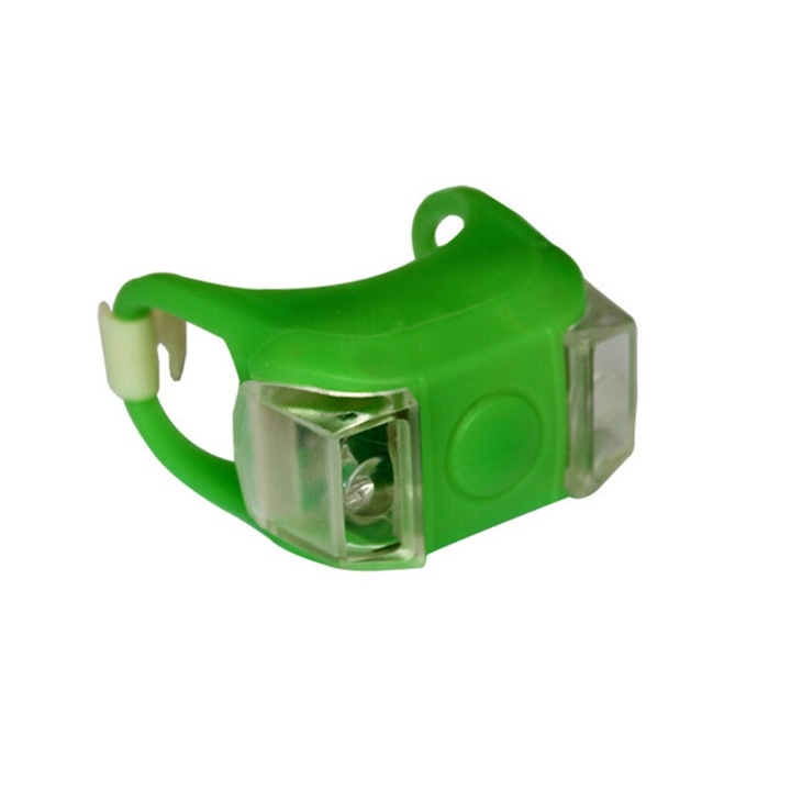 Pachet 2x Stop Spate Bicicleta Impermeabil, OPTIM SOLUTION, LED-uri Waterproof, 3 Moduri de Lumina, Multifunctional, Baterie AG10, Practically, Verde