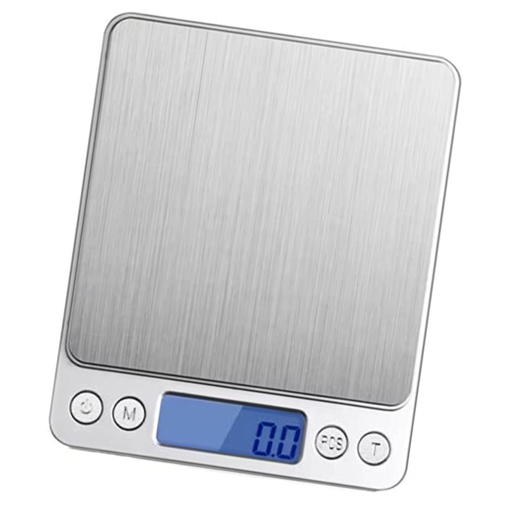 Cantar de bucatarie, precizie 0.1g, inox, argintiu, 10.3x1.7cm