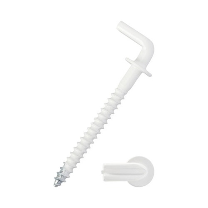 Holsuruburi Cu Carlig Tip L Dresselhaus 3, 5x52 Mm Otel Plastifiat Alb, Cu Guler De Oprire/mascare, 100 Bucati