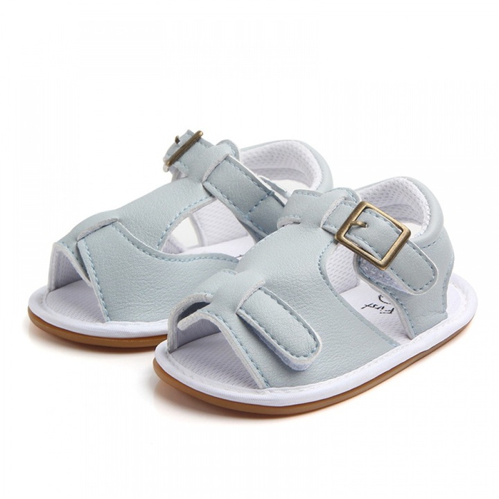 Pantofi de botez CNNIK®, piele ecologica, respirabili, marimea 22 EU, Albastru