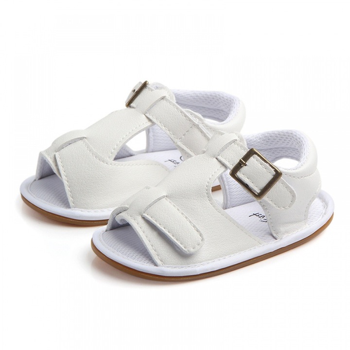 Pantofi de botez CNNIK®, talpa moale, respirabili, 0-1 ani, Alb