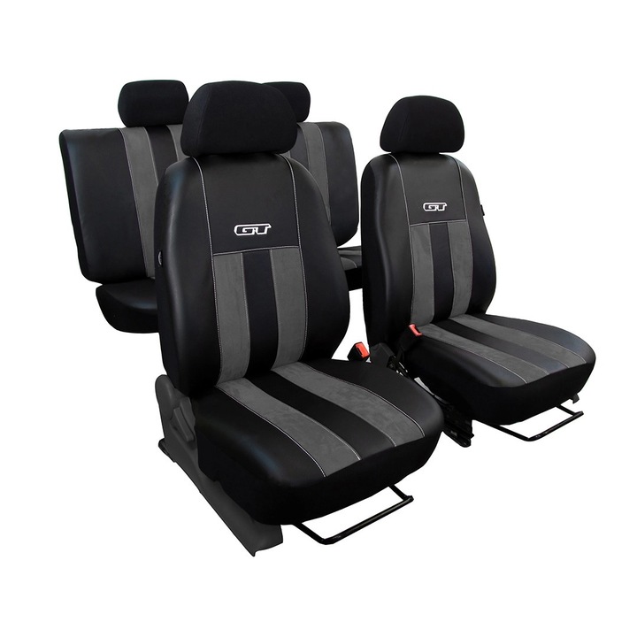 Set huse Scaune Auto Universale Piele ecologica, Pok-Ter GT, Gri inchis