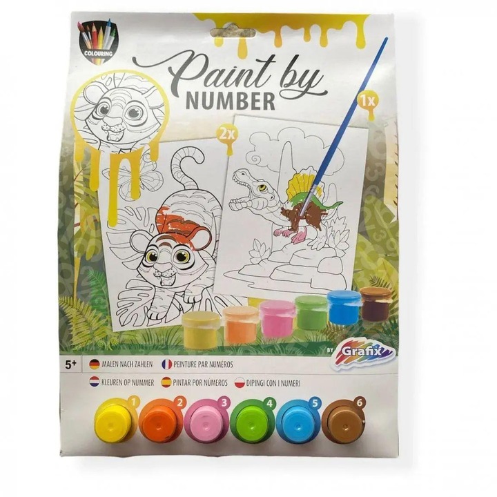 Grafix, Set pictura pe numere - Tigru si dinozaur