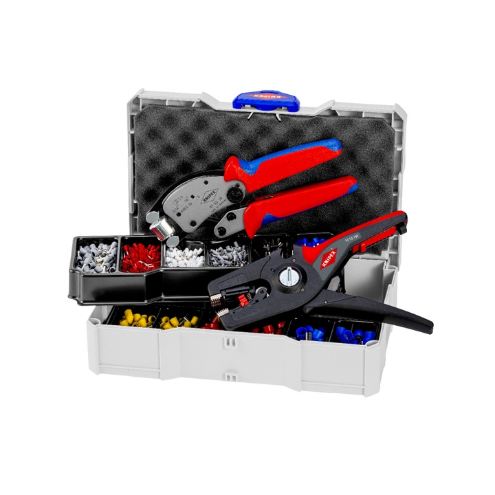 Trusa sertizare Knipex cu 2 clesti 1190 pini terminali si cutie de depozitare