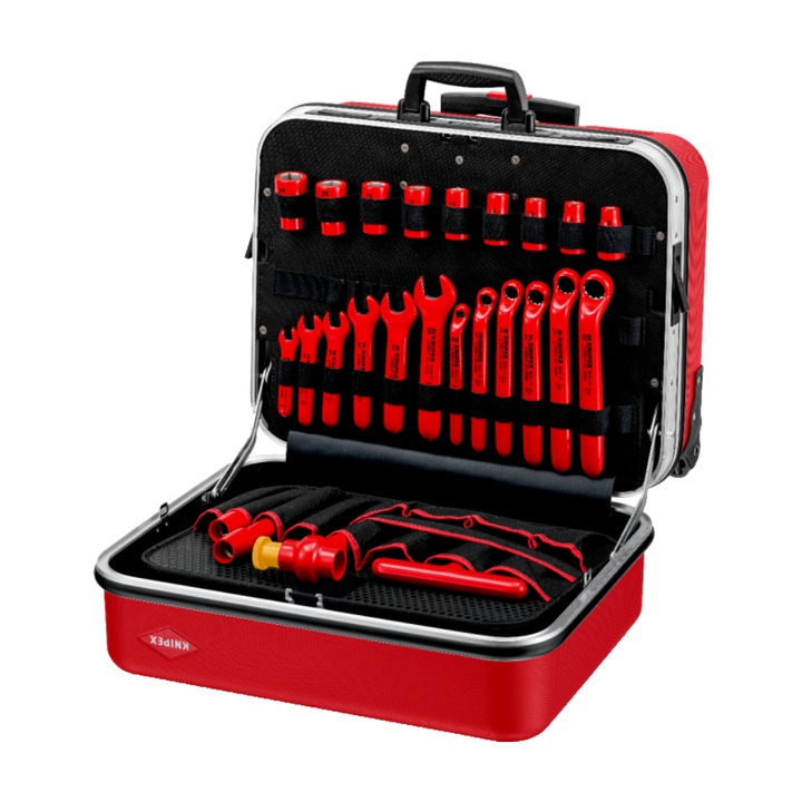 Trusa scule izolate pentru electricieni Knipex cu 42 piese si troller de depozitare