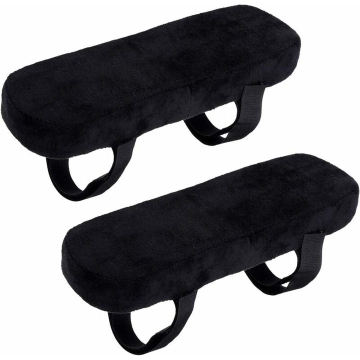 Ergonomikus szék kartámasz párna, memóriahab, fekete, 25x7.5x3cm