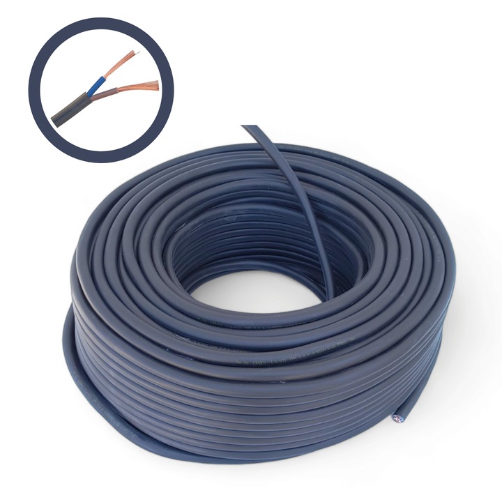 Cablu PROFI electric litat MYYM 2x2.5 Negru- CCA / (H05VV-F) Tensiune 300/500V - COBI SMART®