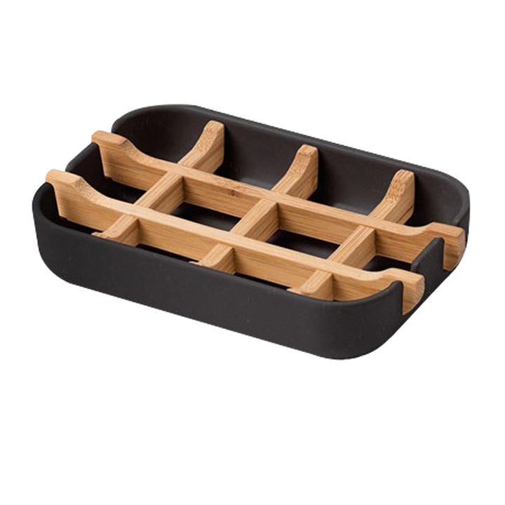 Suport pentru sapun, din bambus, AMRINUGL, design compact, cadru detasabil, culoare naturala